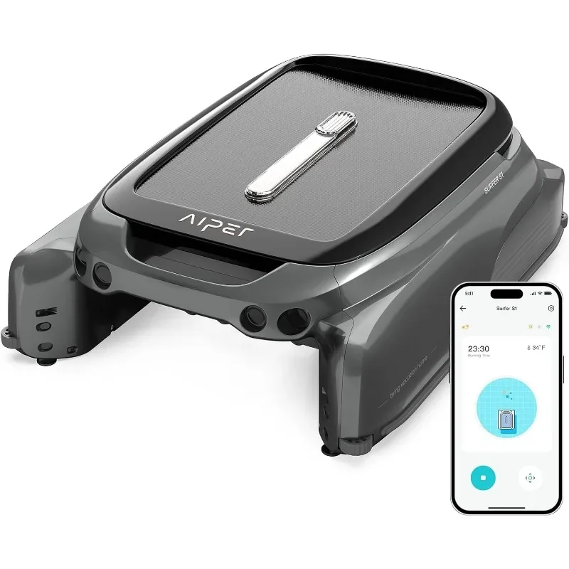 AIPER Solar Pool Skimmer Pool Surface Cleaning Robot with APP Support, Solar Powered and DC Charging for Continuous Cleaning