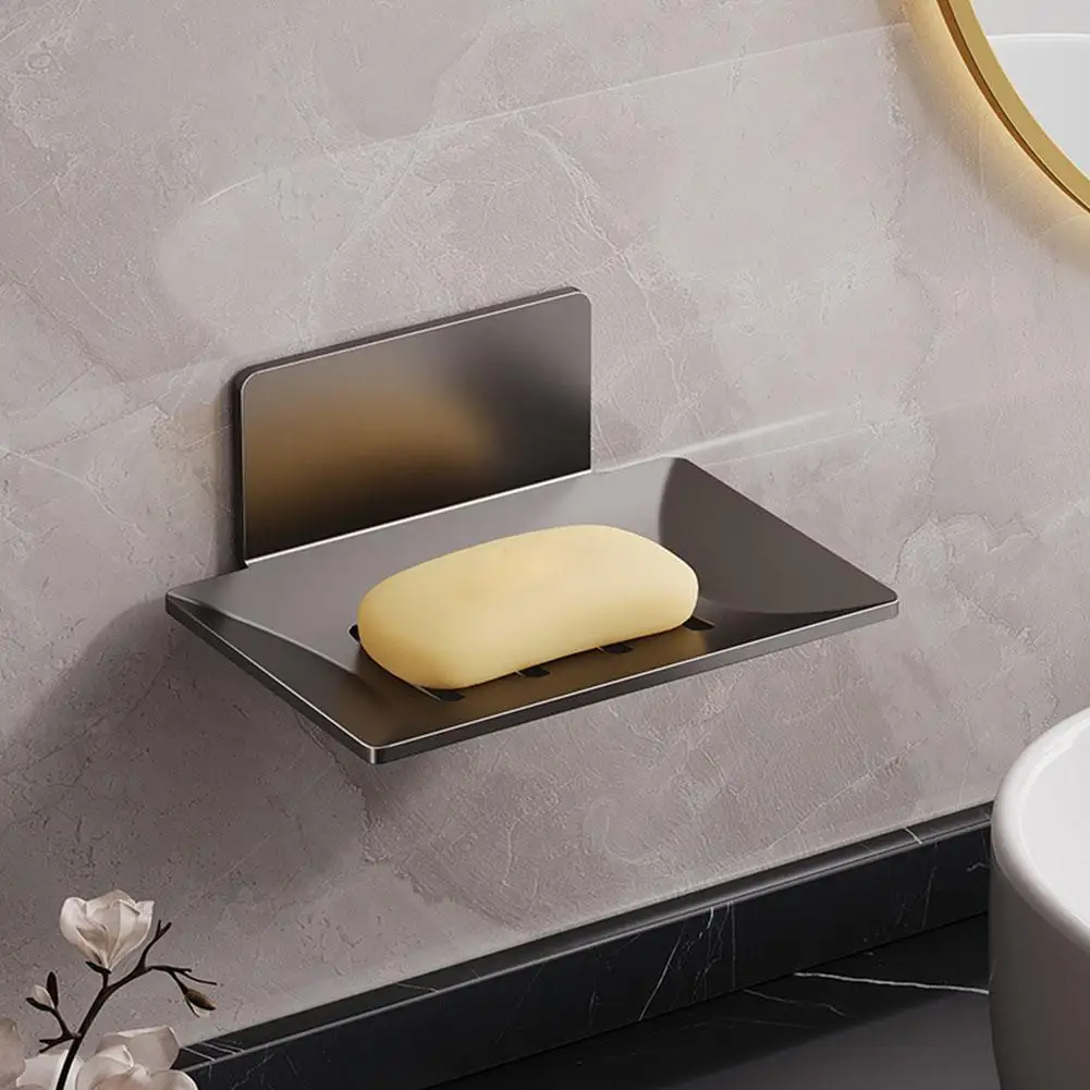 Aluminum Alloy Soap Holder For Shower Kitchen Self-Adhesive Soap Dish With Drainage Wall Mounted Soap Box Bathroom Accessories