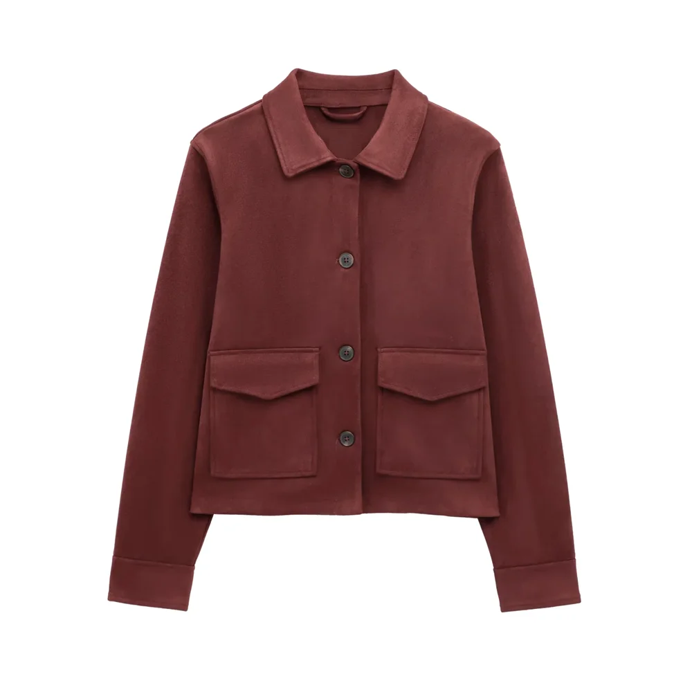 RARA damesjassen met kraag en knopen aan de voorkant in zwart, bordeaux en bruin met dubbele zakken voor een veelzijdige stijlvolle look