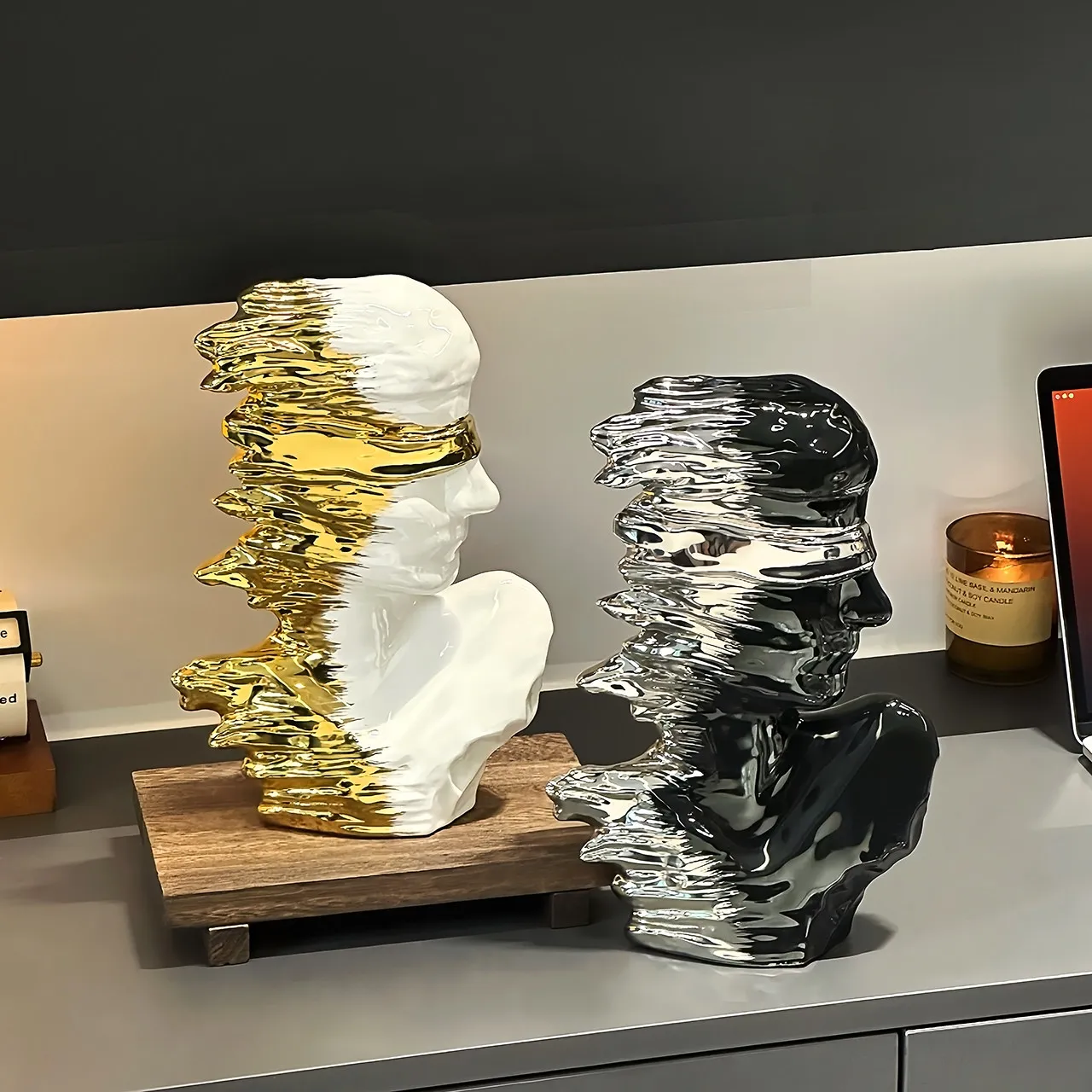 تمثال تجريدي جديد مخصص للديكور المنزلي، تمثال سيراميك فاخر وراقي بتصميم مخصص للديكور المنزلي