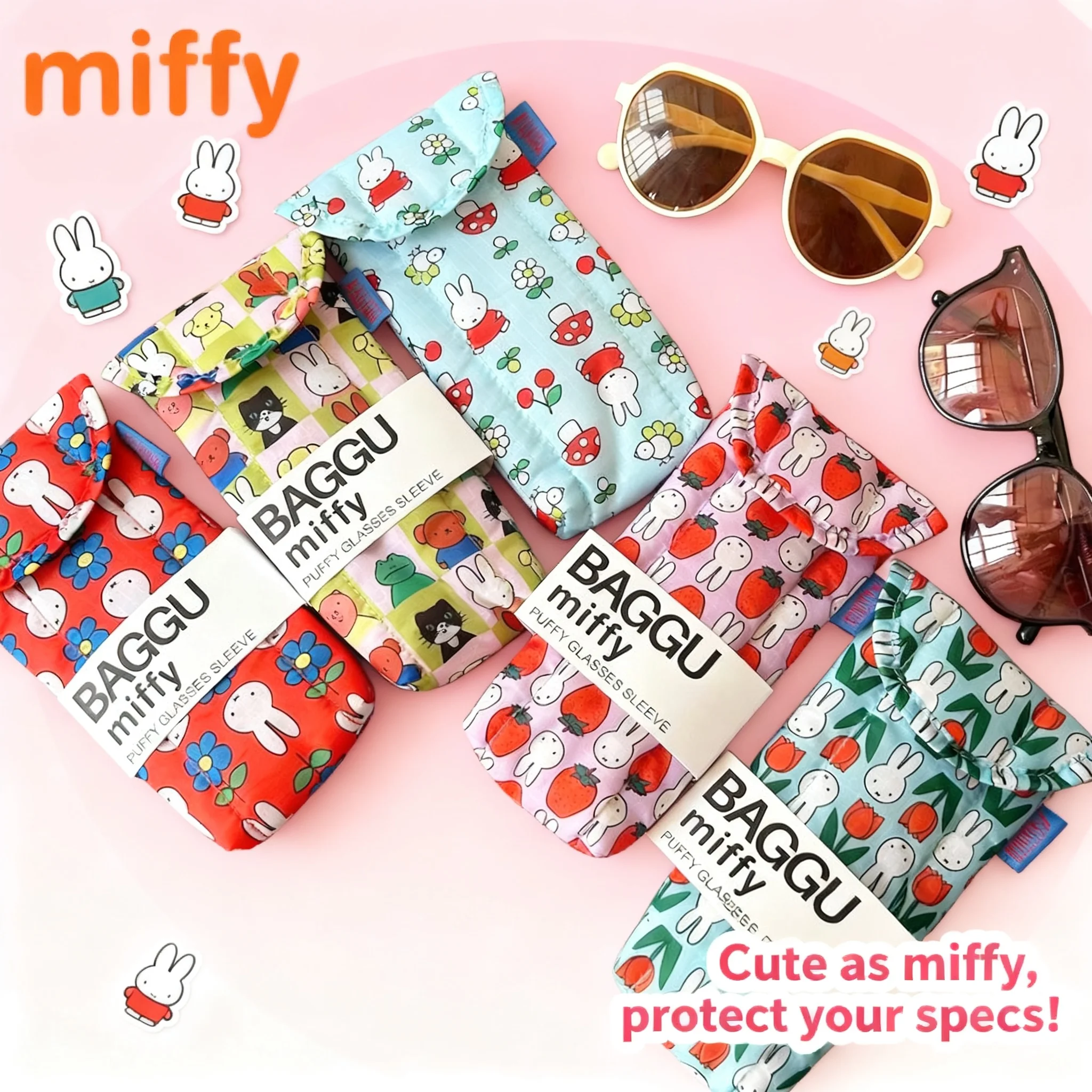 Bolsa para Gafas con Clip para Paraguas, Diseño de Conejo Miffy Kawaii, de Algodón Grueso y Portátil, Regalo para Niñas