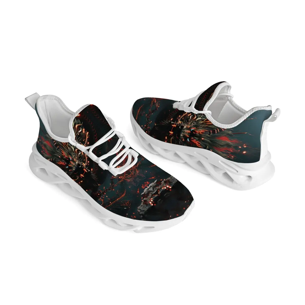 

Стильные кроссовки для мужчин и женщин с круглыми головками и мягкой подошвой с национальным флагом и рисунком дракона.