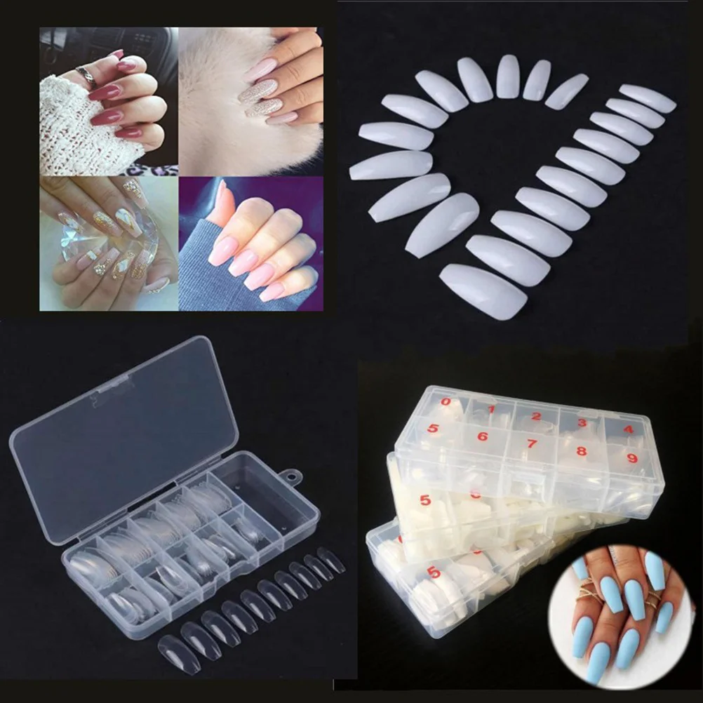 

100pcs Fake Nails Half Cover Ballet Style False Pieces Trimmable Lightweight Durable Abs Nail Art Tips For Wedding Party