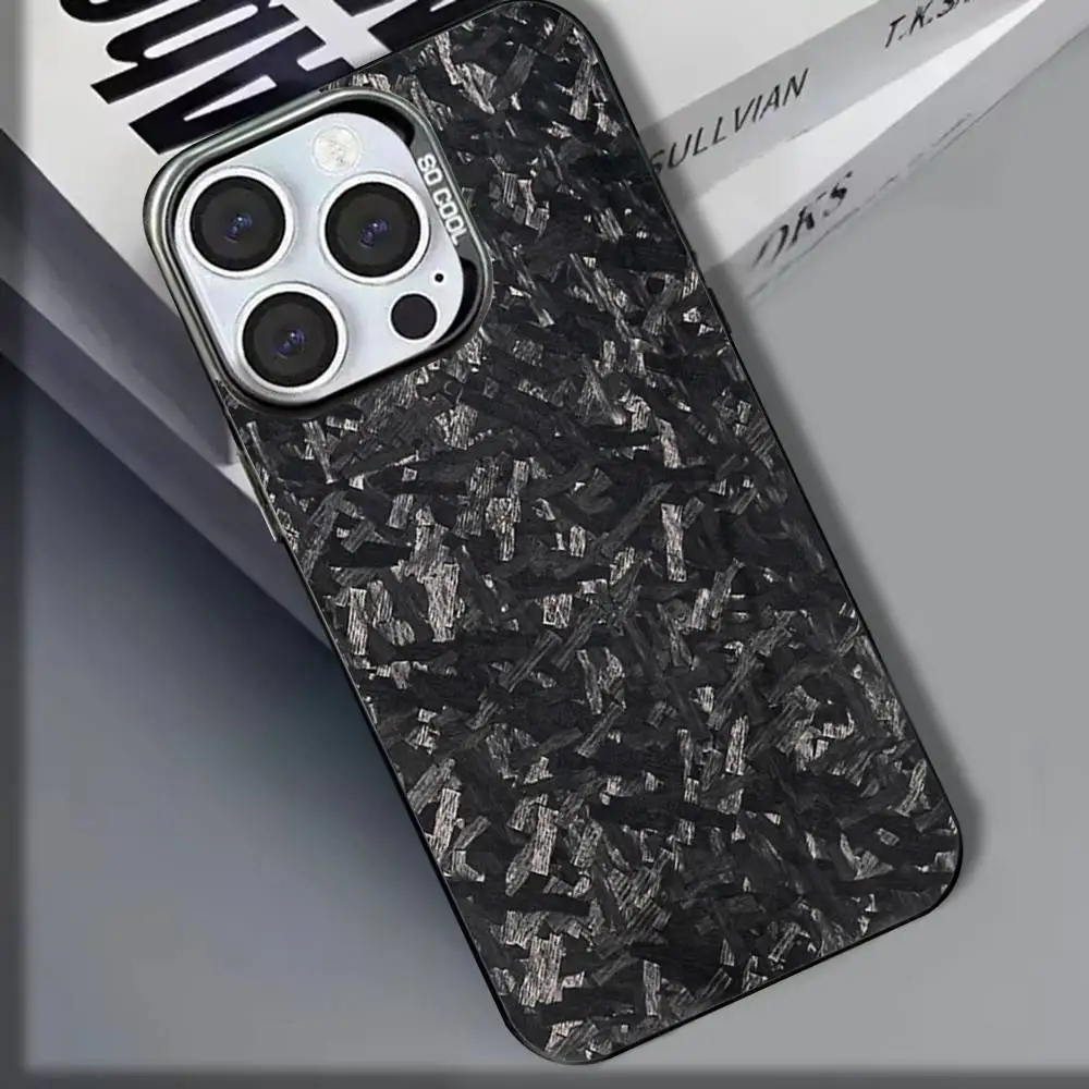 حافظة هاتف فنية من ألياف الكربون لهاتف آيفون 16,15,14,13,12,11,8,7,Pro,Max,Plus,Mini,XS,SE غطاء غير لامع مقاوم للصدمات