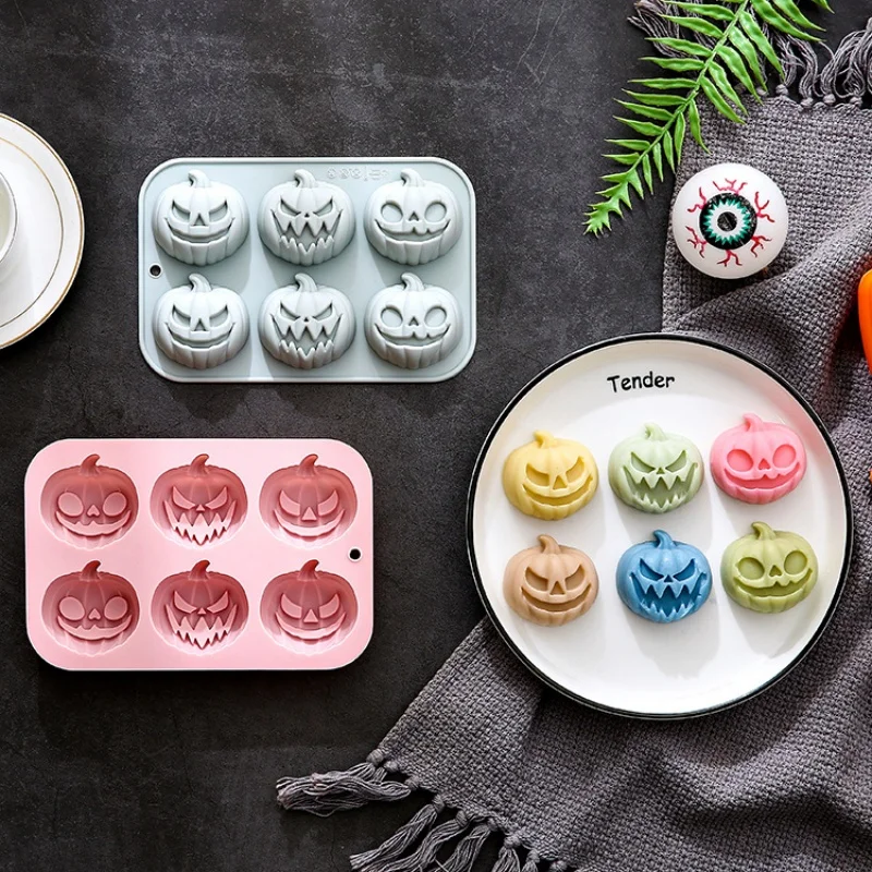 6-in-3 Pumpkin Shaped Silicone Mold Halloween Cake Mold Handmade Soap Chocolate Mold Used for Halloween Decoration