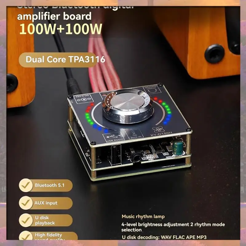Top Sale Bluetooth Stereo Amplifier Module 100W+100W Digital Audio Power Amplifier DC 9-24V/5A For Home Theater