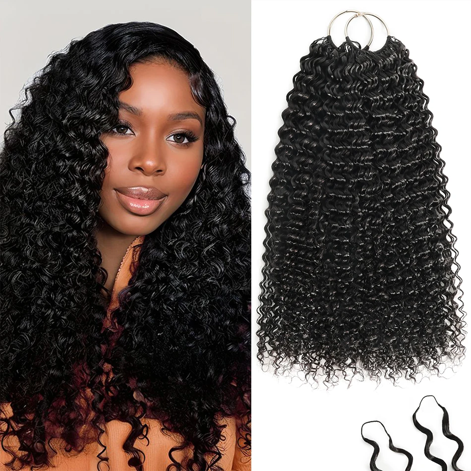 

100% натуральные волосы для плетения крючком Deep Wave для чернокожих женщин, невидимые черные кудрявые волосы для крючкового плетения, набор 50/100 г, предварительно разделенные.
