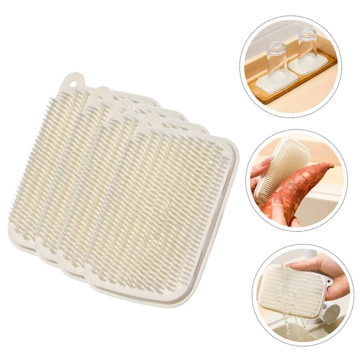 野菜洗浄ブラシ、シンクゴム、野菜スクラバー、8個