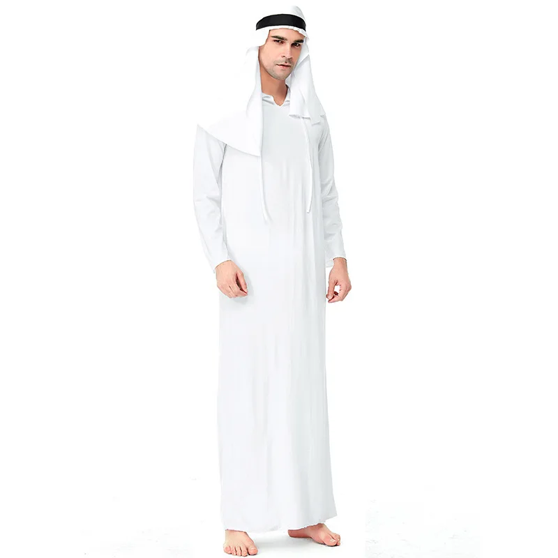 Príncipe árabe branco Cosplay tradicional para homens, trajes de robe árabe, vestido de festa de Halloween, desfile de carnaval Purim, encenação, adulto