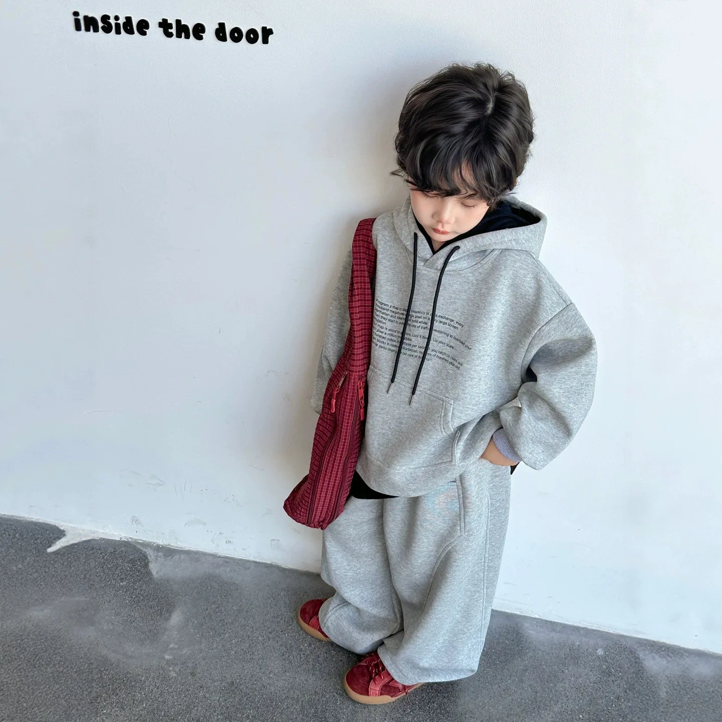 Children Clothes Set Fashionable Sweatshirttop Color-blocking Stylish Boys and Girls Loose Sweatpants Two-piece Set