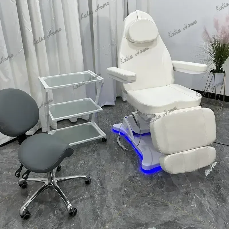 LSSynthetic Leather Spa Massage Bed With Metal Frame Manual Control LED Lighting And Adjustable Headrest For Salon Treatment Roo