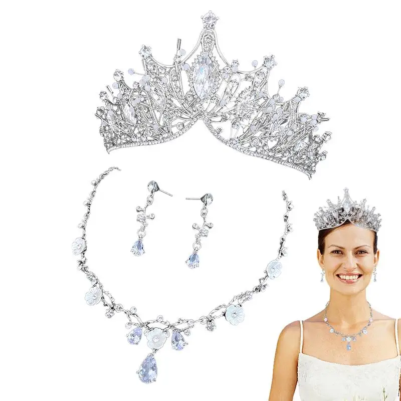 

Свадебная Корона, искусственная Корона, ожерелье, серьги, модные украшения для свадьбы, юбилея, свадьбы, дня рождения, вечеринки, волос