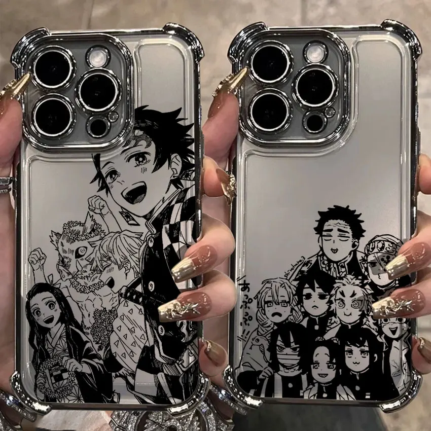 

For Samsung Galaxy A56 Clear Case A55 A54 A52 A53 5G A36 A34 A35 A33 A26 A25 A16 A06 Japan Anime Demon Slayer Silver Phone Cover