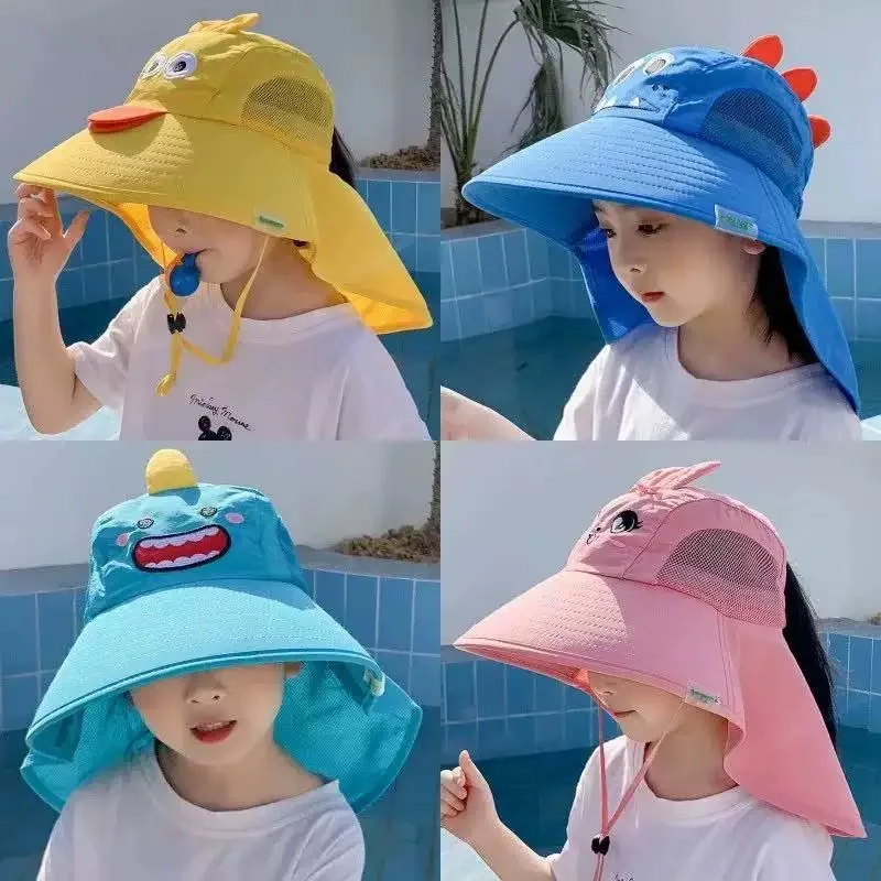 

UPF 50+ Kids Sun Hat Boy Girl Protection Hat Wide Brim Beach Hats with Mesh and Adjustable Chin Strap