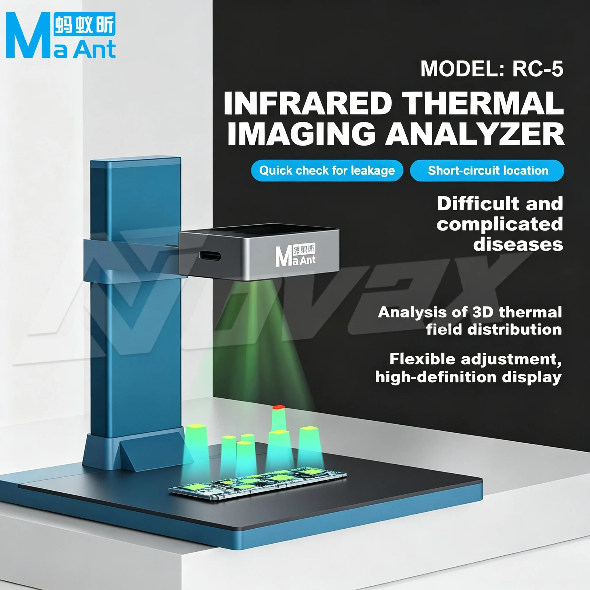 MaAnt RC-5 infrared thermal imaging analyzer, used for mobile phone PCB circuit board leakage and short circuit repair tester