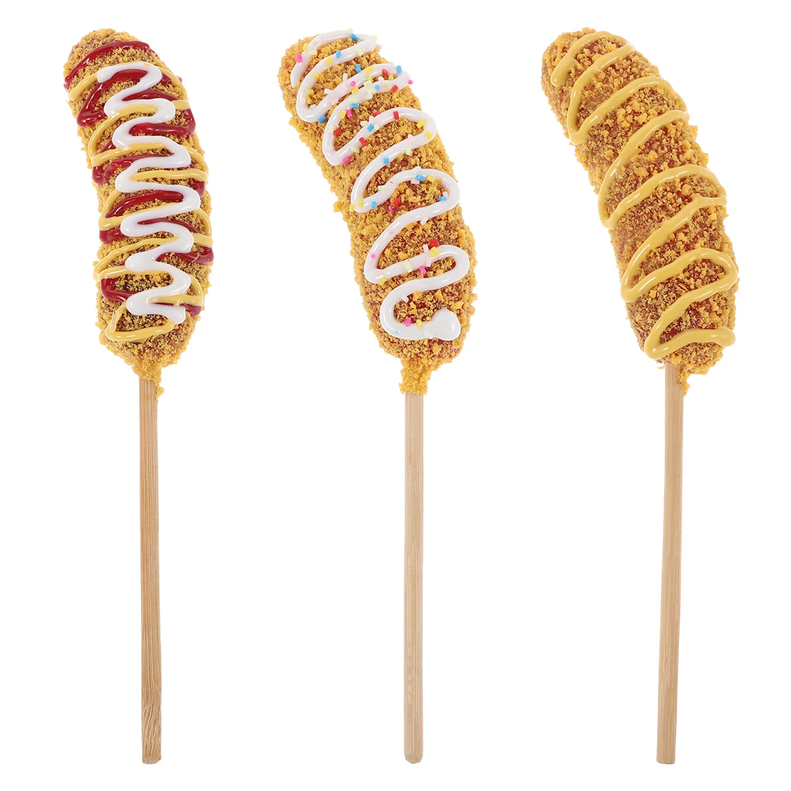 

3Pcs Cheese Hot Dog Decor, 7.7 Inch Realistic Artificial Food Props for Party Decoration Photography Home Display Store Diorama