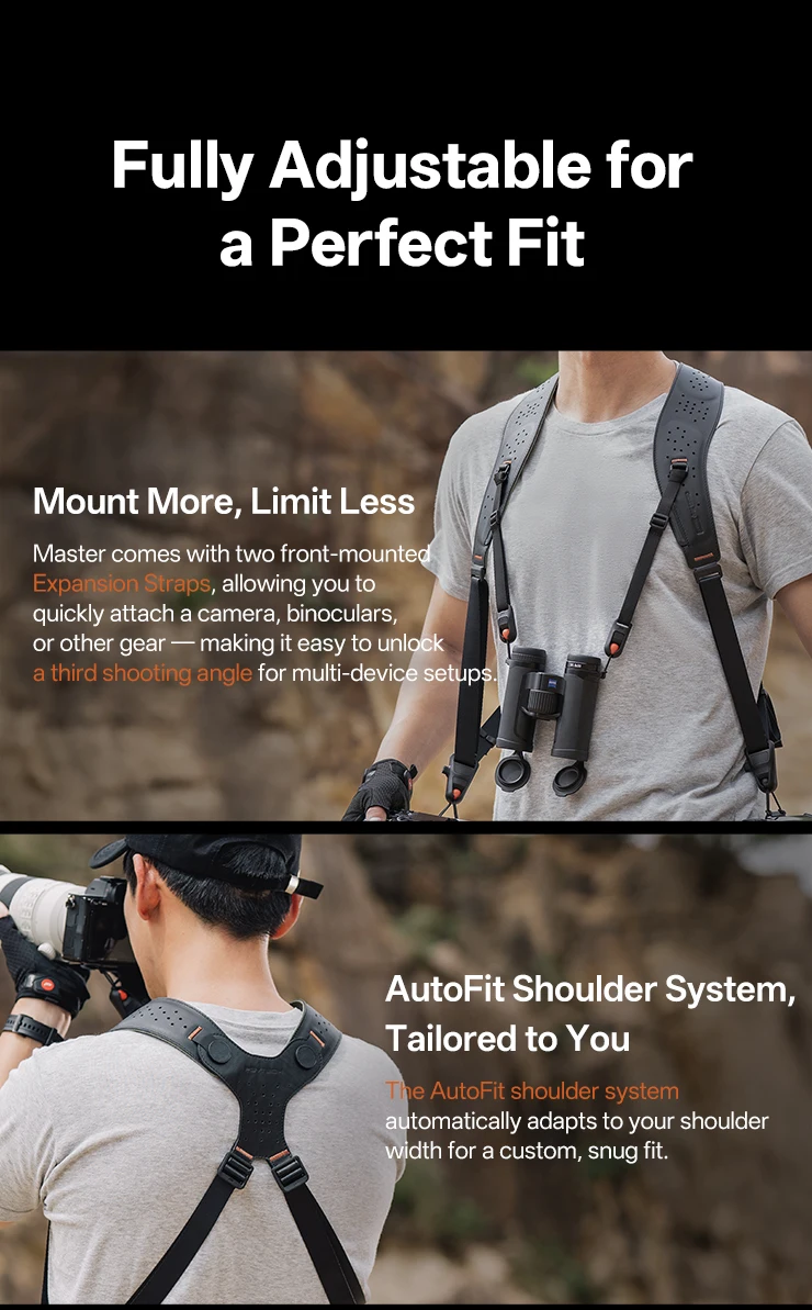 PGYTECH Kameragurt Master, Leder-Doppel-Schultergurt für 3 Kameras, verstellbarer Kameragurt für professionelle Fotografie – Detail 11