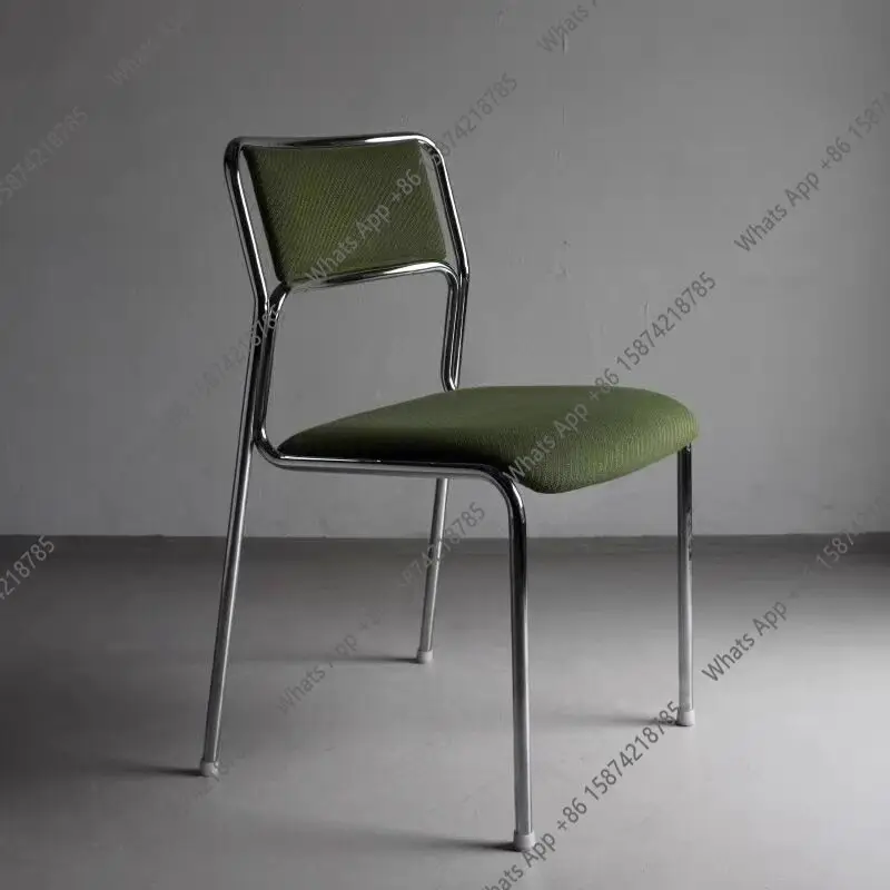 Medieval stainless steel flannel meeting chair stacked dark green light luxury high-end back chair can be customized