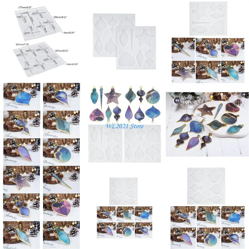 

G5GC 2pcs Stars Share Подвесные формы рождественские мини -световые шарм