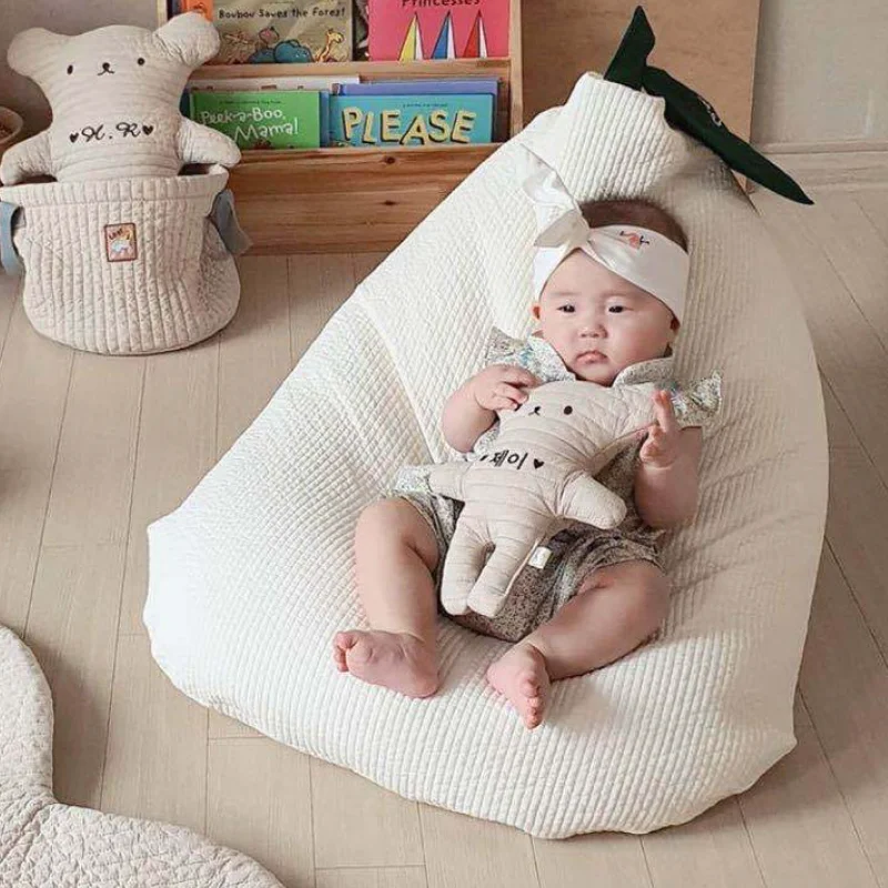 INS Kids Cotton Bean Bag Sofa Cute Triangle Lazy Lying Soft Chair Leaf Seats Baby Reading Relax Photography Props Room Decor