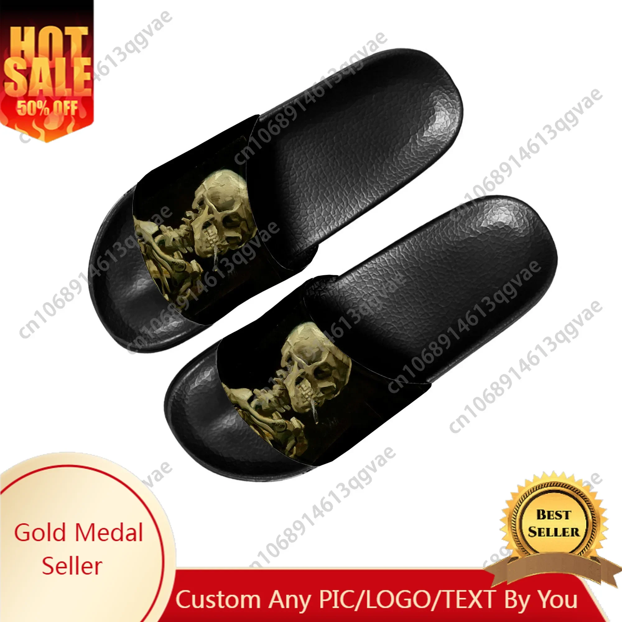 

Van Gogh Smoking Skeleton Slippers Home Water Shoes Men Women Teenagers Beach Pool Sandals Custom Made Summer Slipper