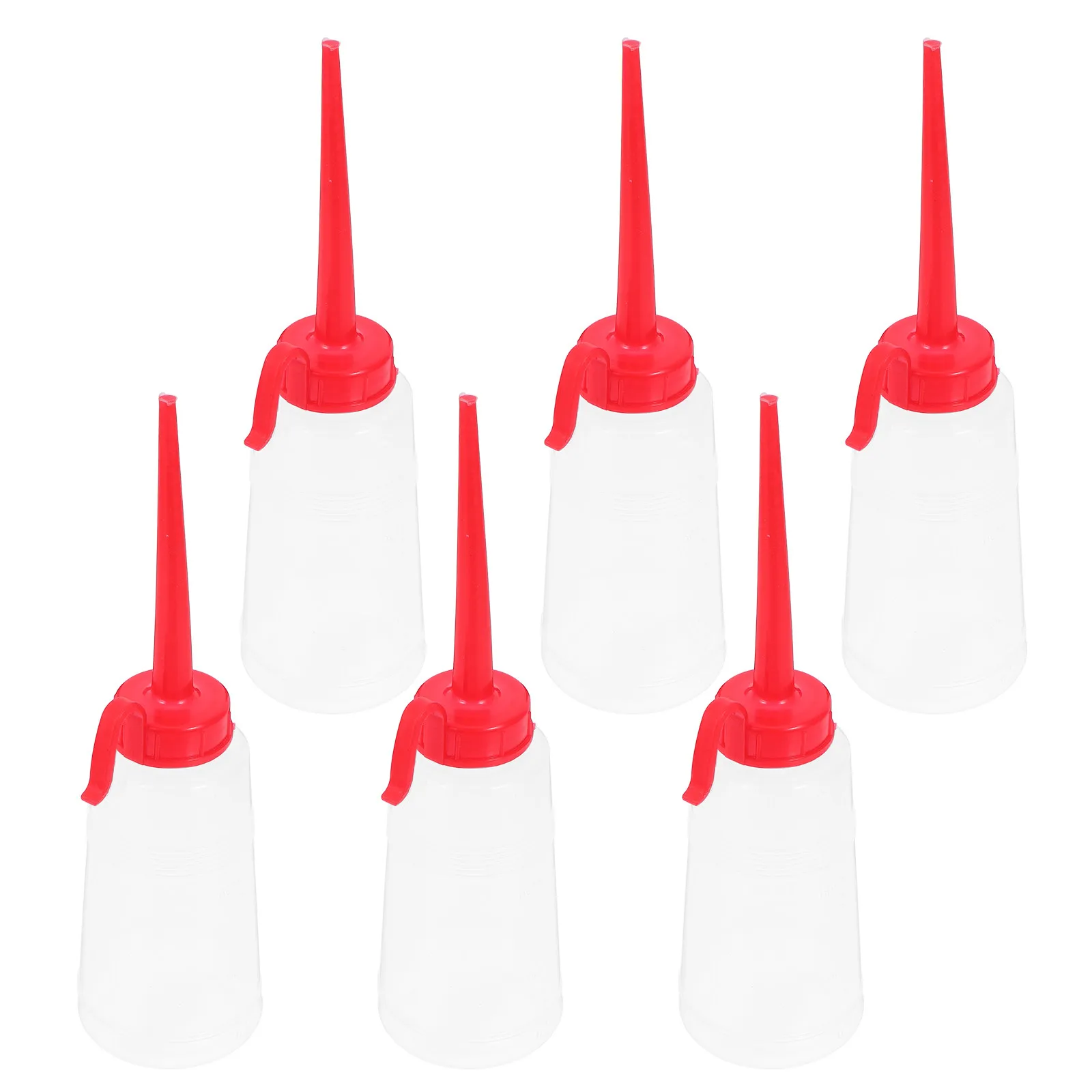 6Pcs Red Tip Oil Dispenser Bottles for Sewing Machine Oil Automotive Motor Lubricant Hair Dye Transparent