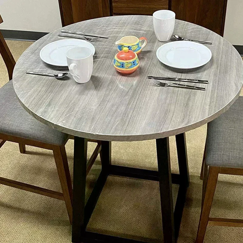10pcs 0.8/1/1.2/1.4M Disposable Fitted Round Tablecloth Transparent Waterproof Oil-Proof Dinning Table Cover Protector Cloth