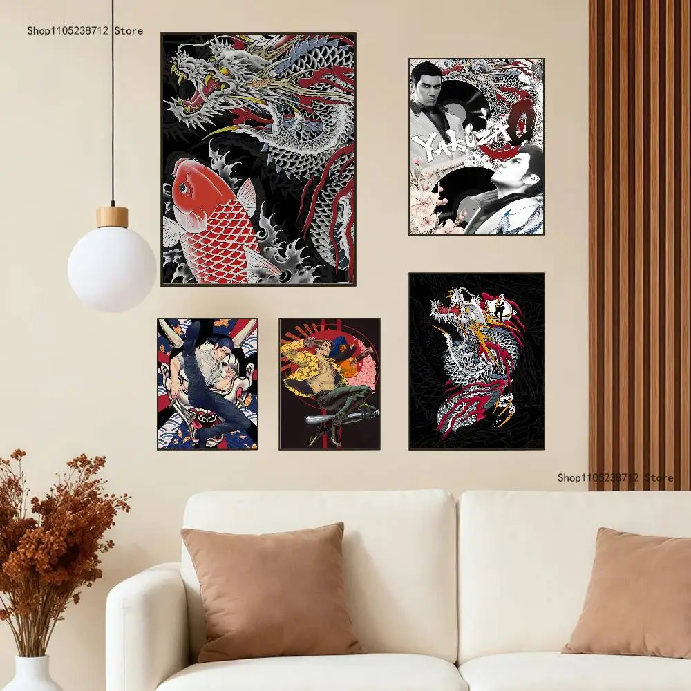 Love G-Goro Majima Y-Yakuza Club Bar Paper Vintage Poster Wall Art Painting Bedroom Study Stickers
