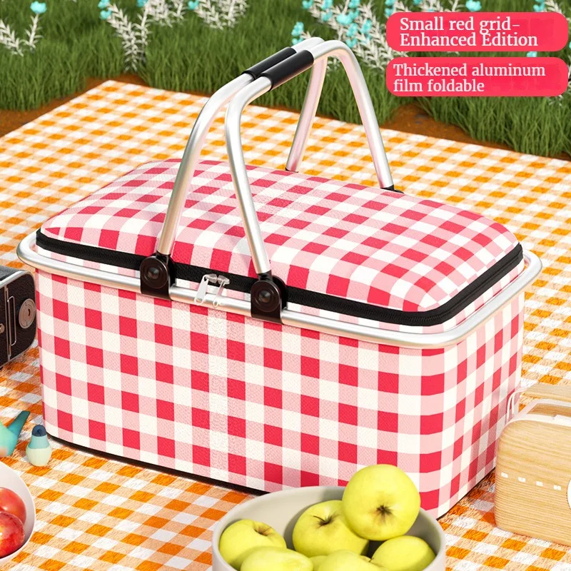 Camping Picnic Basket Thermal Bag Insulated Cooler Folding Storage Box Food Carrier for Outdoor piknik sepeti Accessories