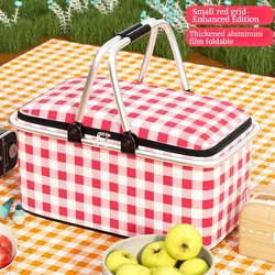 Camping Picnic Basket Thermal Bag Insulated Cooler Folding Storage Box Food Carrier for Outdoor piknik sepeti Accessories