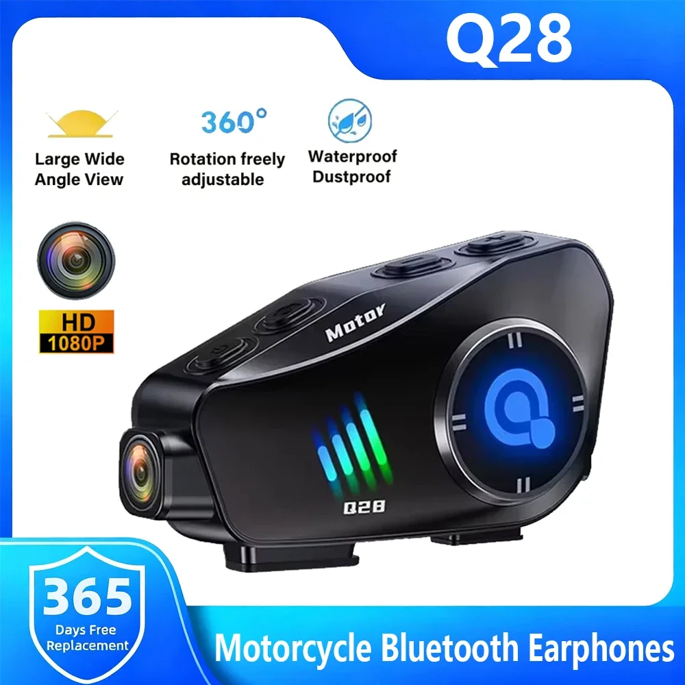 

Q28 Motorcycle Helmet Bluetooth Headset WiFi Video Recorder 1080P HD Wireless Camera Super Wide-angle Lens IP66 Waterproof