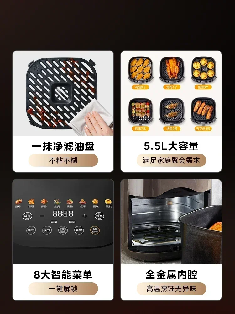 Air fryer new 2000w high power household multifunction large capacity all-in-one automatic visual electric oven air fryer