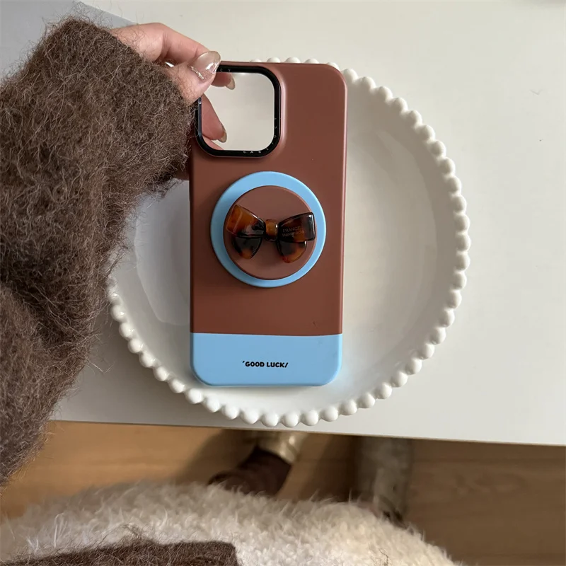 Funda de teléfono magnética con estrella naranja coreana para iPhone 17 Pro 16 15 14 Pro Max, funda con soporte de manzana dorada, fundas bonitas y duras y divertidas