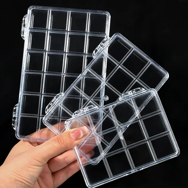 12/15/24 Grids Transparent Organizer Box Compartments Storage Box Jewelry Beads Container Nail Art DIY Crafts Sewing Supplies