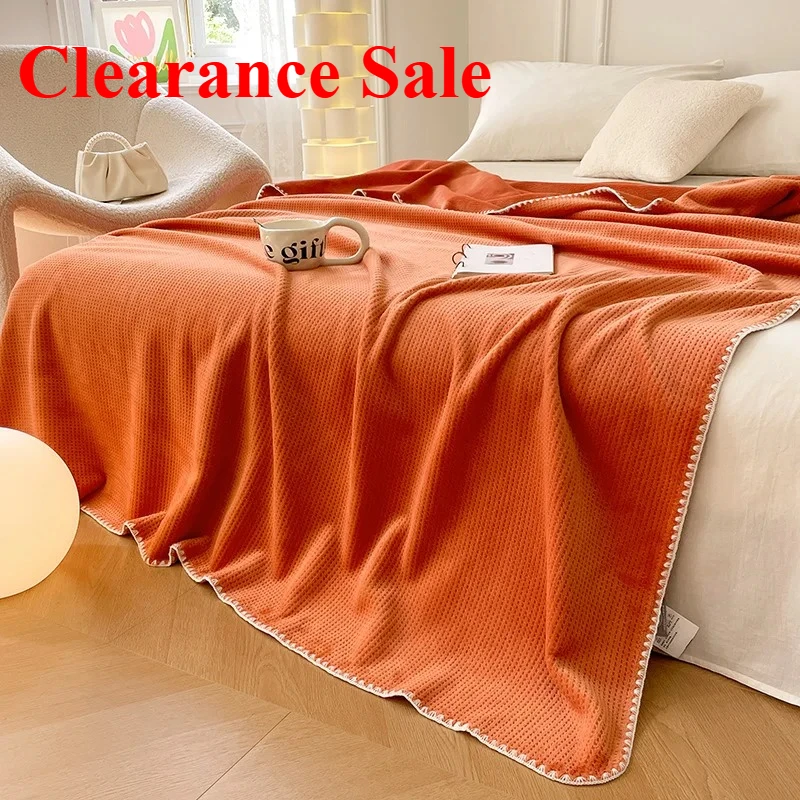 

New solid color waffle multi-functional blanket lunch break blanket bedroom sofa casual blanket warm and comfortable