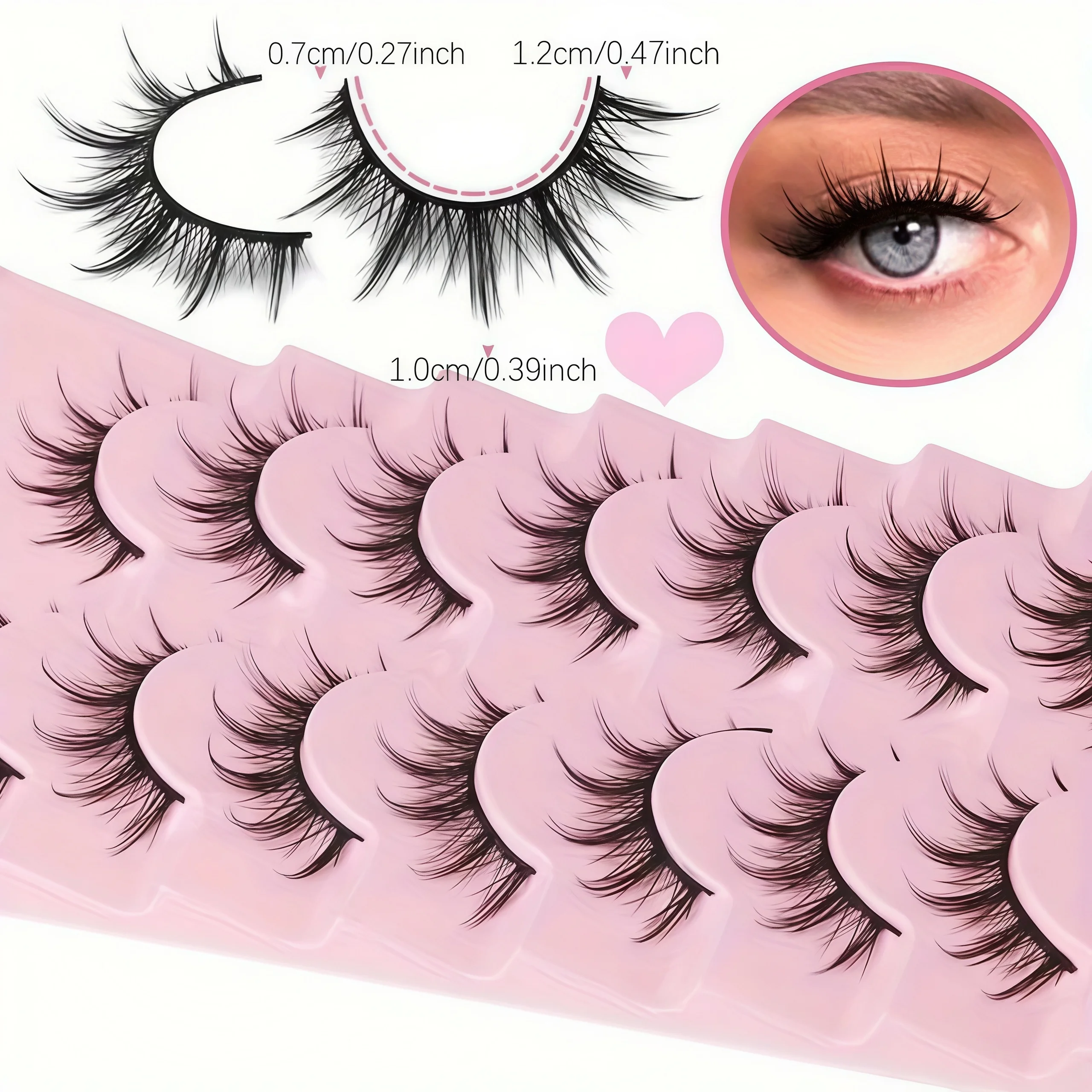 7 Pairs 3D Volume Wispy Fluffy Spiky Manga Lashes Natural Look Anime Cosplay Eyelashes Pack