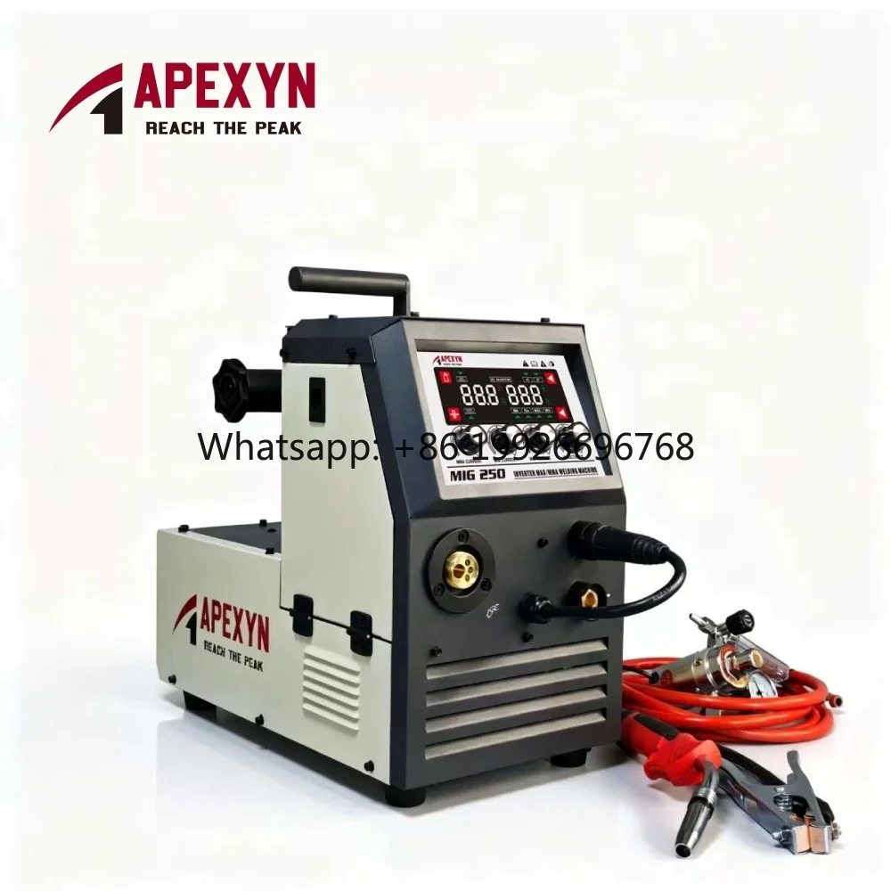 APEXYN Industrial MIG250 220V Inverter Welding  MIG MAG MMA 0.8/1.0mm Wire 15KG Spool Heavy Duty 250AMP Long Time Welding