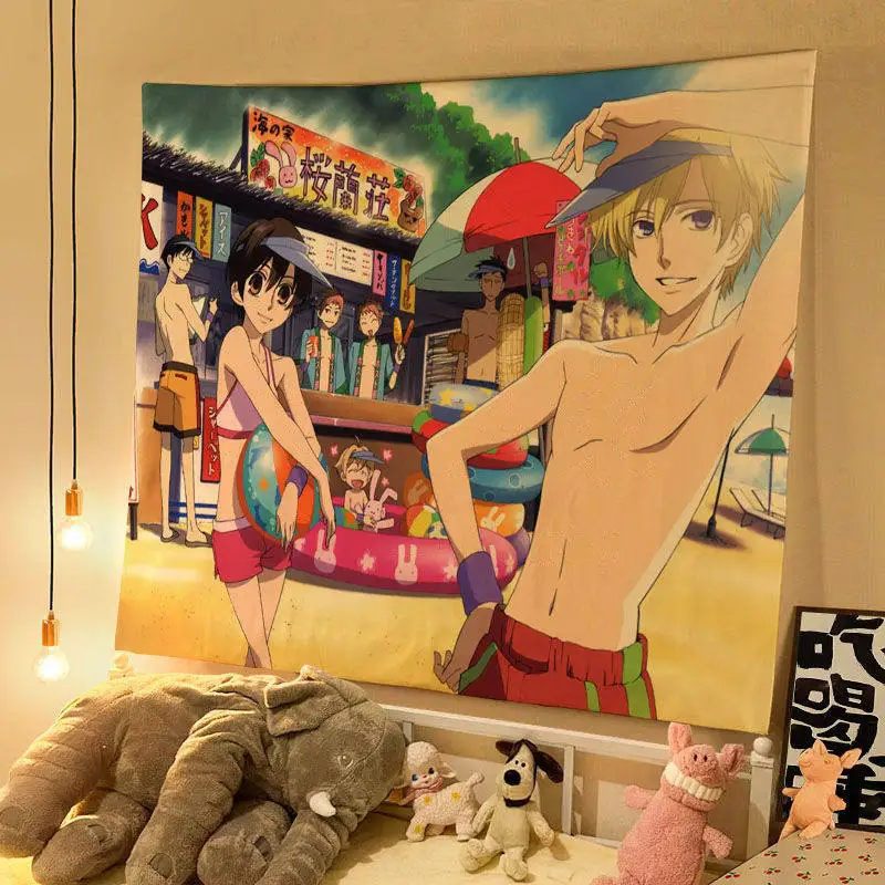 Ouran High School Host Club Vintage Anime Tapestry Polyester Wall Hanging Manga Decor for Bedroom Dorm Photo Backdrop