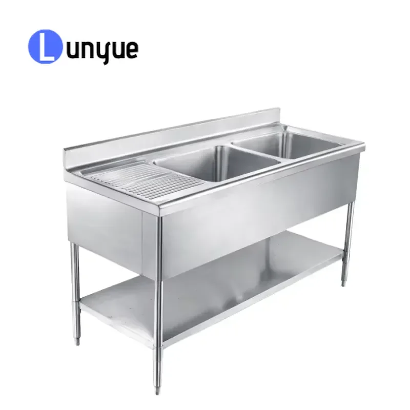 Stainless Steel Kitchen Workbench with Sink Restaurant Fish Cleaning Table Heavy Duty Prep Station