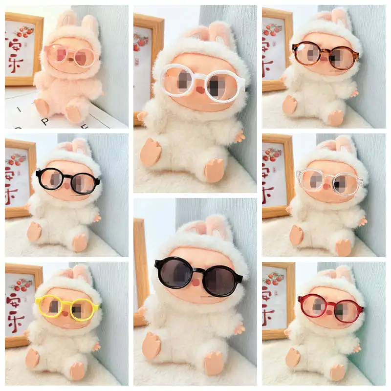 

LABUBU 17cm Doll 6.5cm Transparent Glasses Stylish Sunglasses for 1/8 -1/4 BJD Doll Accessories