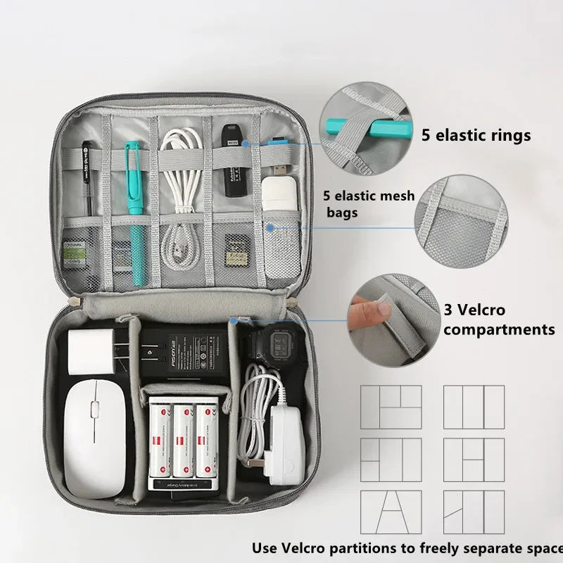 1 pz accessori elettronici di grande capacità Organizer da viaggio Mouse Power Bank Cable All-in-One borsa di immagazzinaggio impermeabile portatile