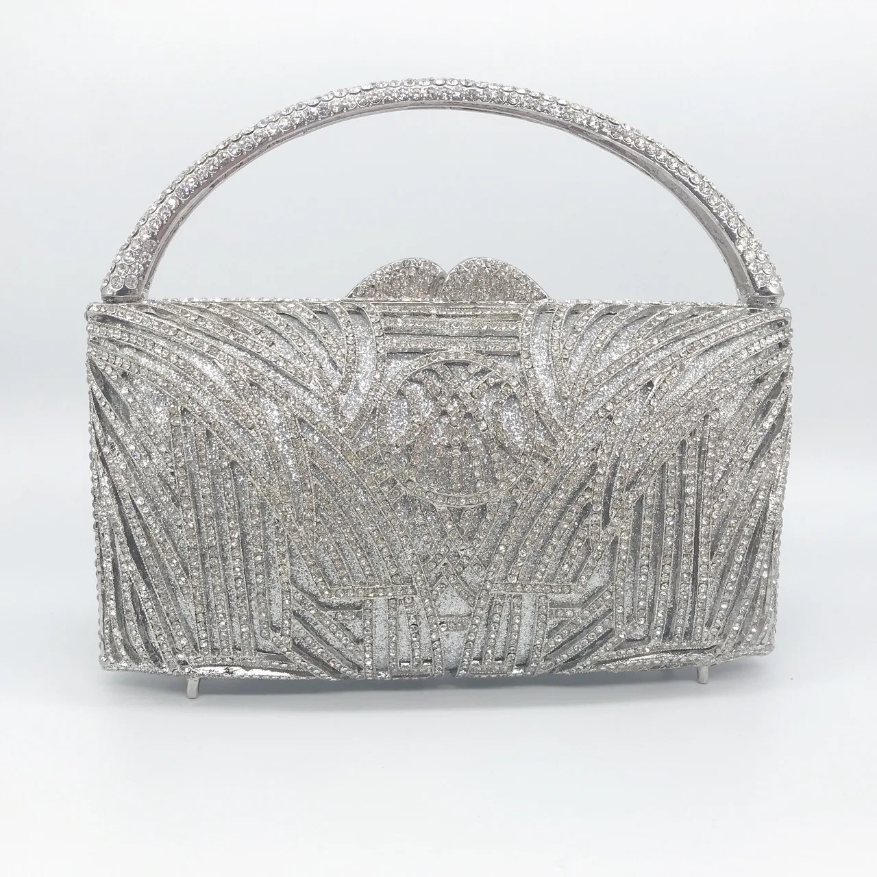 

Diamond-encrusted Dinner Bag Empty Metal Hard Box Diamond Banquet Dress Clutch Women's Bag Chain Ladies Cosmetic Pouch Organizer
