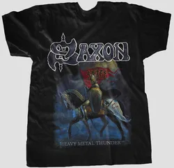 SAXON Heavy Metal Thunder T-Shirt Short Sleeve Cotton Black Men S to 5XL BE1144