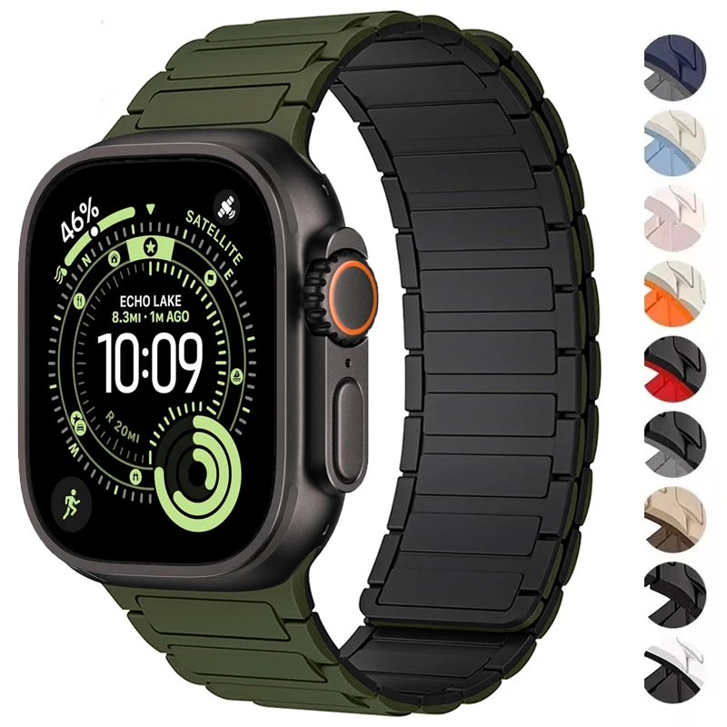 애플 워치 밴드용 마그네틱 루프 49mm 46mm 42mm 44mm 40mm 45mm 41mm 실리콘 팔찌 iWatch 시리즈 11 9 8 SE3 울트라 3 2 스트랩