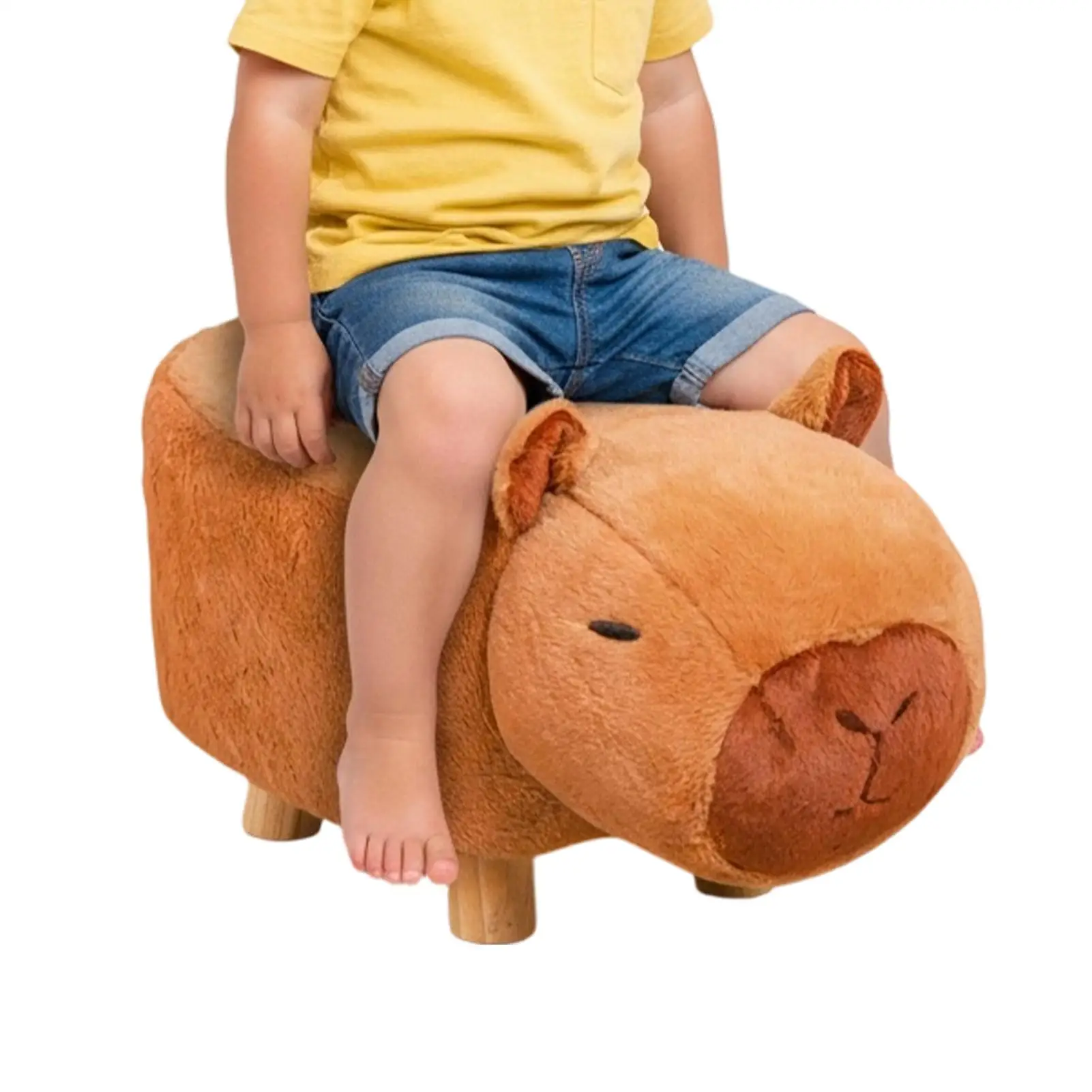 Cute Capybara Pulley Stool Footstoo Kids Sitting Stools Silent Cartoon Capybara Shape Swivel Wheels Chair For Corridors Room