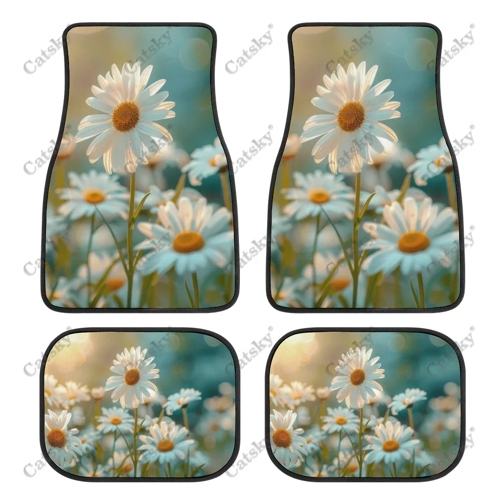 

Sunlit Daisy Field Car Auto Floor Mats Carpet, 4PCS Customized Cars Mat All Weather Automotive Vehicle Pad Stylish