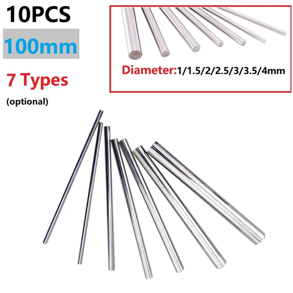 Straight  Shank 10pcs 100mm Long Carbide Rod Lathe Tool Tungsten Steel Rod Alloy Round Rod Tungsten Steel Round Rod Silver