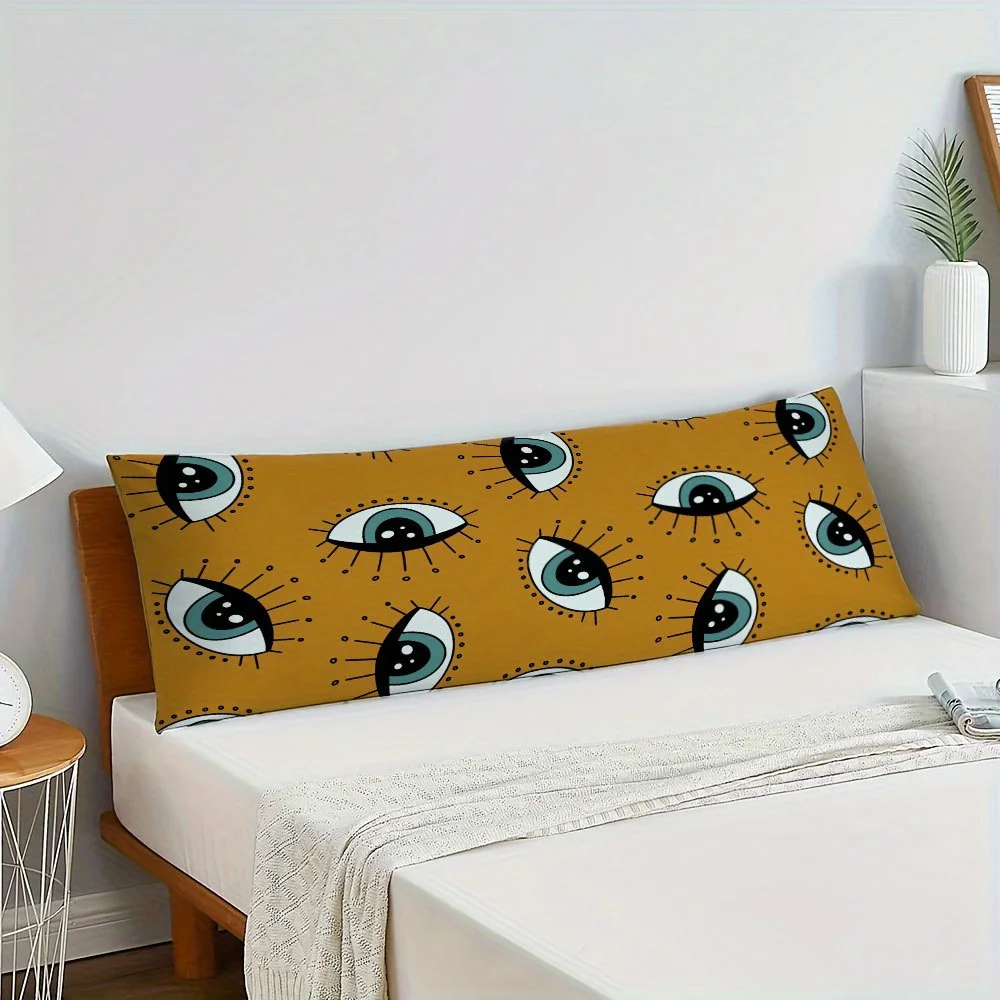 1 Pack Ultra-Soft Body Pillow with Eye Design, 50.8x137.16 cm, Double-Sided Print, Breathable & Comfortable for Side, Stomach, a