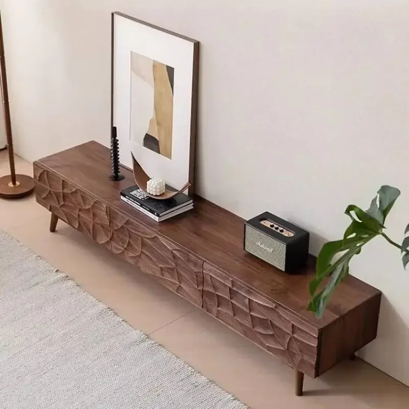 #Wood Brown Long Tv Cabinet Decoration Drawers Luxury Apartments Tv Cabinet Living Room Storage Mueble De Tv Furniture For Home