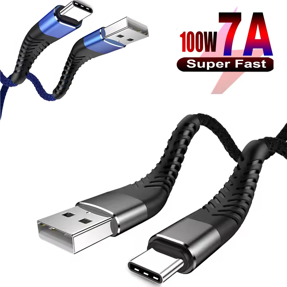 100W USB to Type C 7A Data cable Super Fast Charging Line Wire Mobile Phone For All Electronic smart devices 0.25M/1M/2M/3M